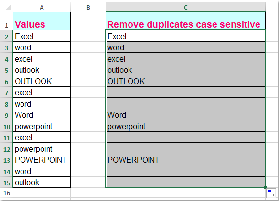 doc remove case sensitive 3