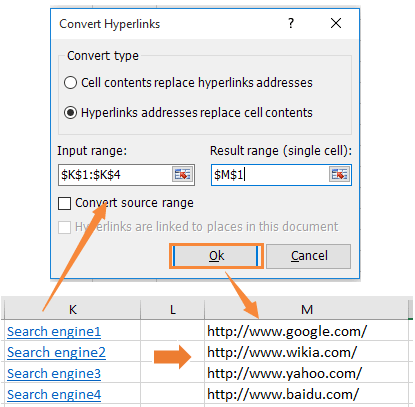 doc replace cell contents with hyperlink