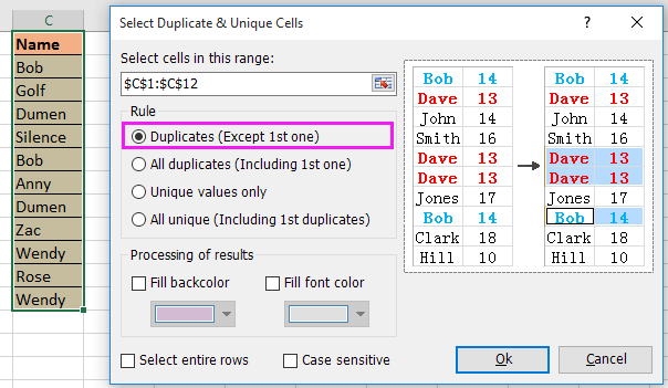 doc remove duplicate keep one 5