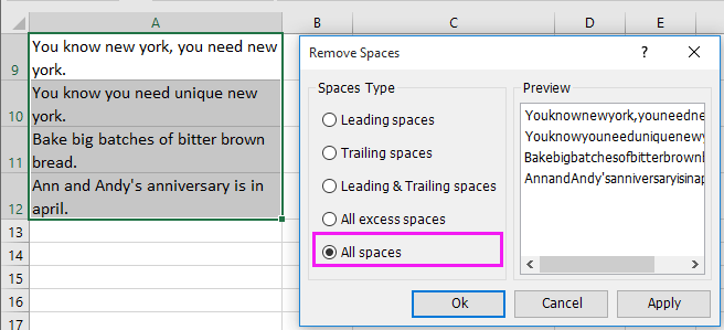 doc count excluding spaces 4