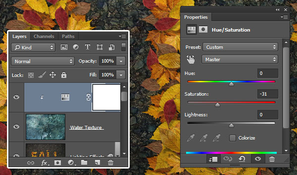 Add a HueSaturation Adjustment Layer