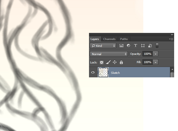 Draw Hair Sketches on a layer set to Normal 