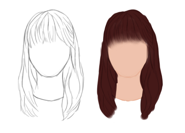 Draw and Paint Straight Hair with Bangs in Adobe Photoshop 