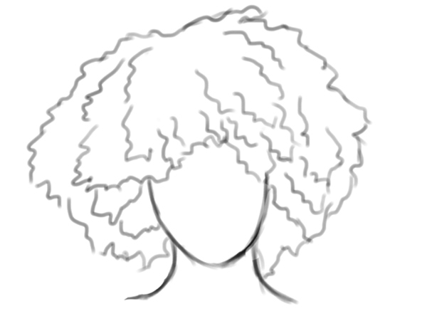 African American Afro Curly Textured Hair Sketch