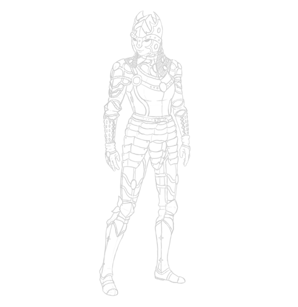 female warrior lineart sketch