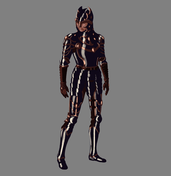 female warrior painting armor lighting diffuse