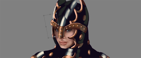 female warrior painting armor adjust shape