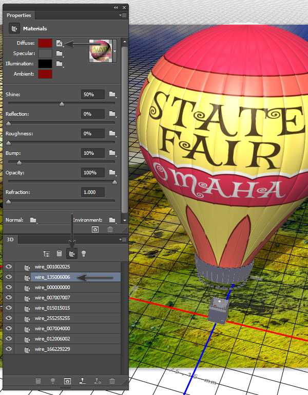 Map the decal texture onto the balloon