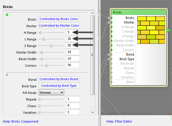 Adjust the brick color settings