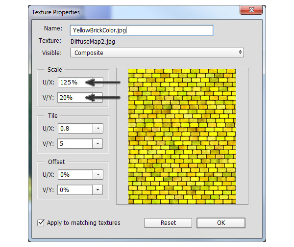 Set the UV properties