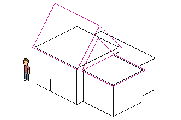 adding diagonals to the smaller roof