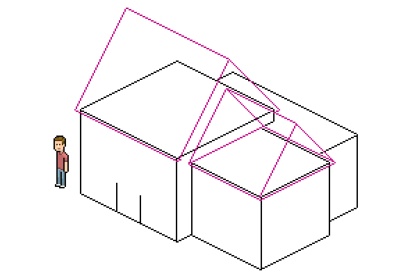 completing lines for smaller roof