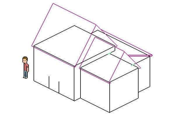 finding intersection of lower roof and largest roof