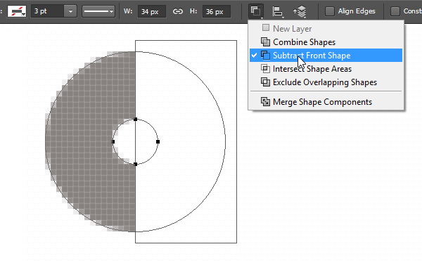 Subtract with smaller circle