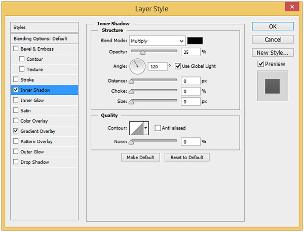 Inner Shadow settings