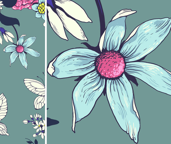 Make a floral pattern for fabric in PS - consider scale