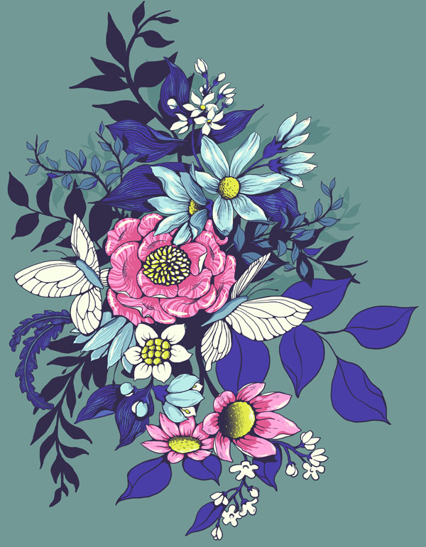 Make a floral pattern for fabric in PS - finished motif