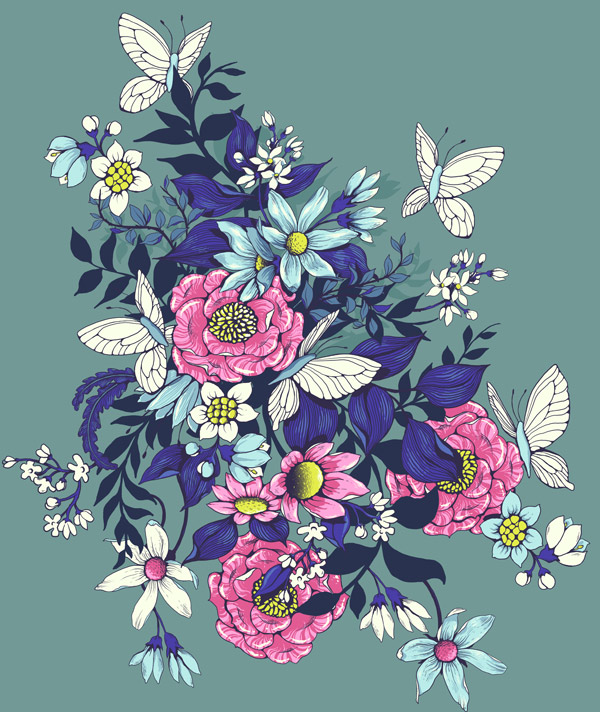 Make a floral pattern for fabric in PS - finished extended motif