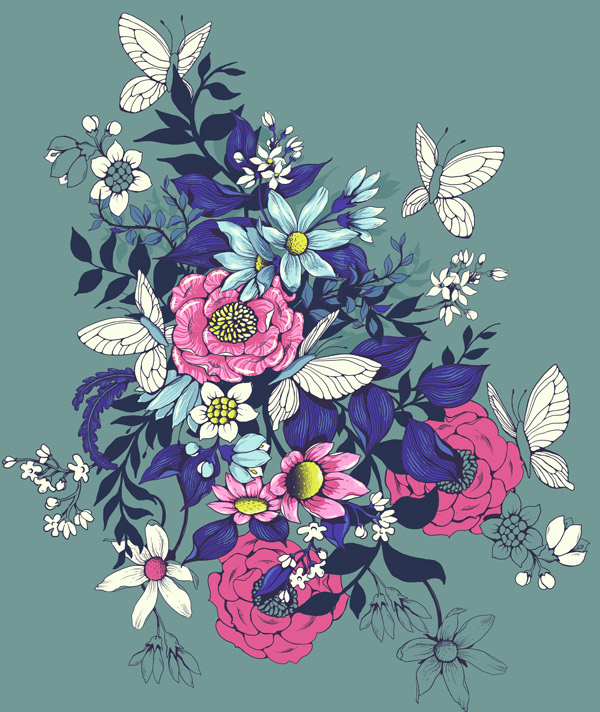 Make a floral pattern for fabric in PS - extending the main motif