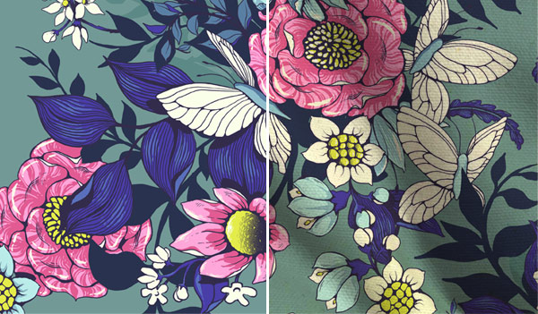 Make a floral pattern for fabric in PS - color change on fabric