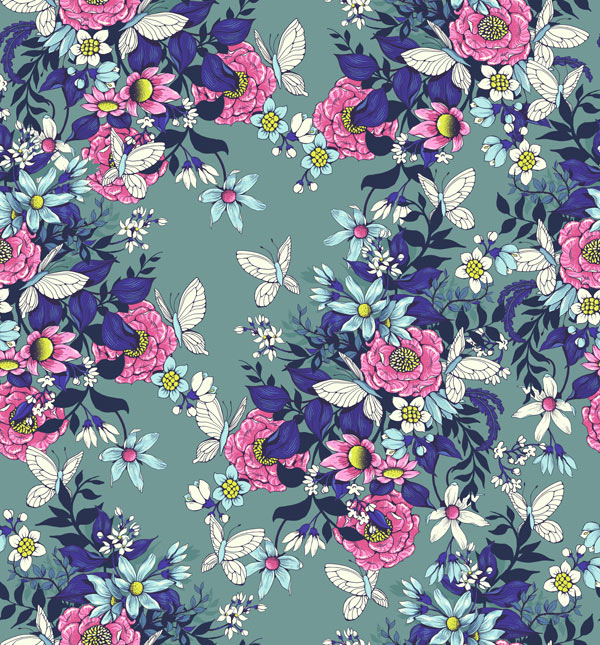 Make a floral pattern for fabric in PS - the final piece