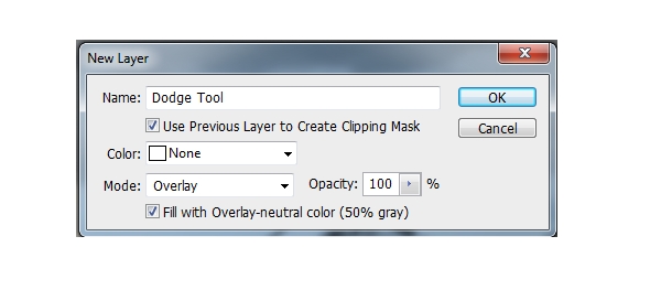dodge tool new layer
