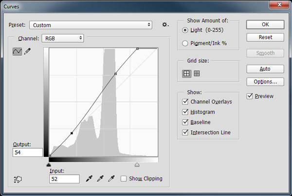 Use Curves to increase contrast