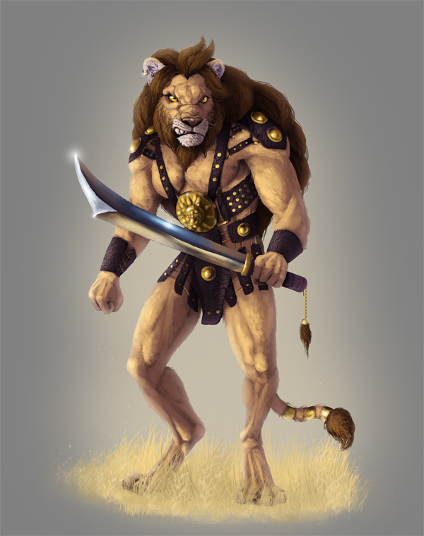 photoshop lion warrior illustration tutorial lineless