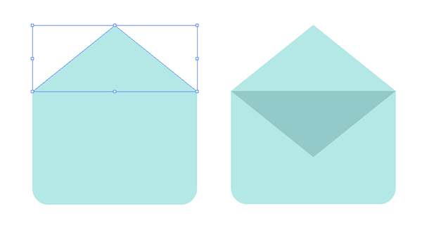 Create the flap and opening of the envelope with a triangle