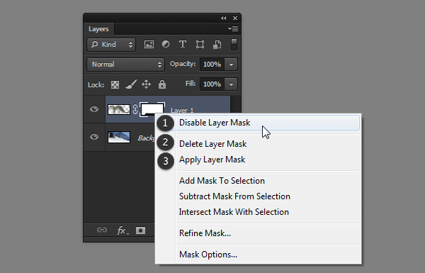 photoshop layer mask options