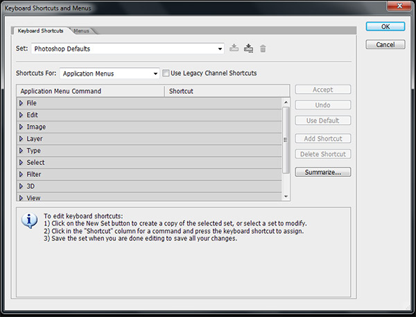 Customize Keyboard Shortcuts in Adobe Photoshop