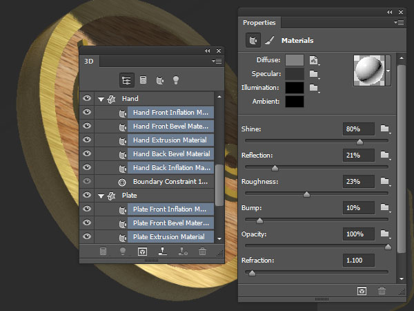 Hand and Plate Mesh Material Settings