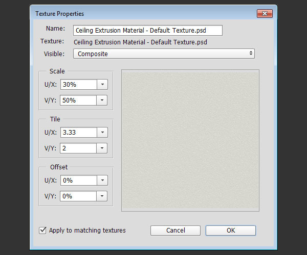 Ceiling Texture UV Properties