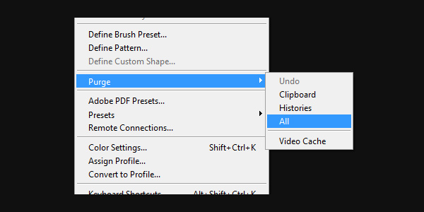 Purge All Data to Keep Photoshop From Crashing