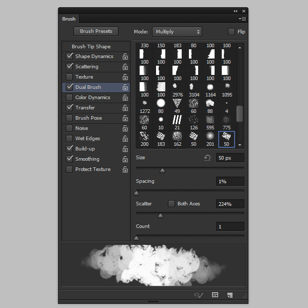 photoshop create cloud brush dual brush