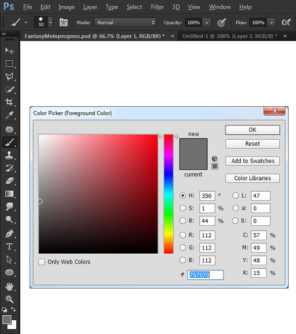 Choose your color and the Brush tool