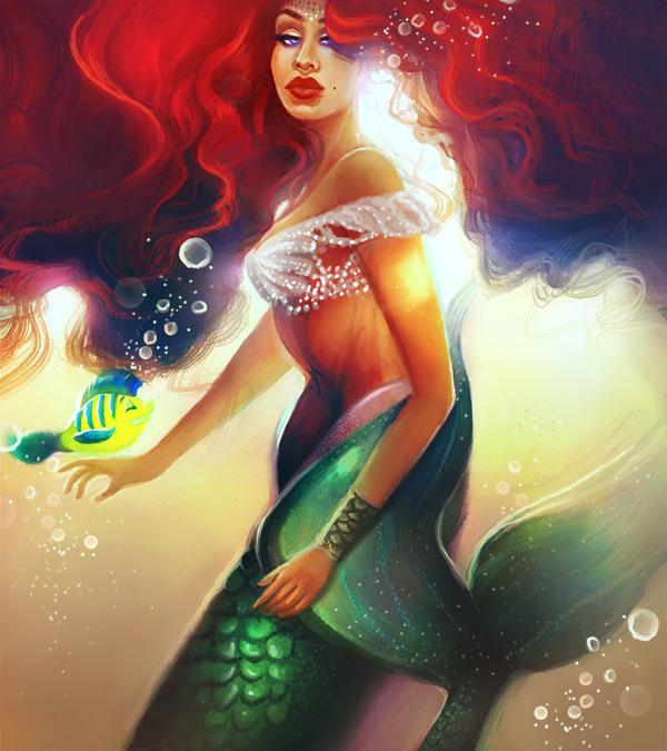 Little Mermaid Inspired Ariel Painting Art by Melody Nieves