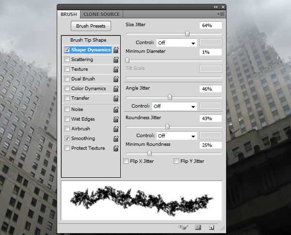 grunge brushes settings