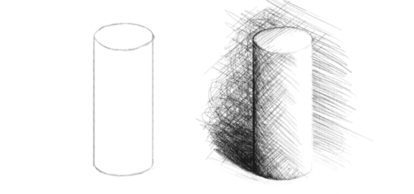 drawing shading lines cross hatching 3d form achieve depth