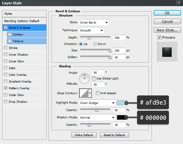 Top lighting effect