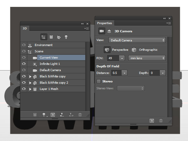 3D and Properties Panels