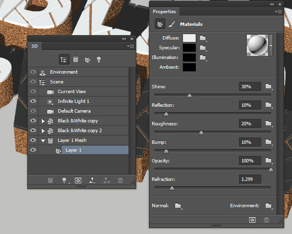 Layer 1 Material Settings