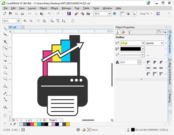 corelDRAW interface