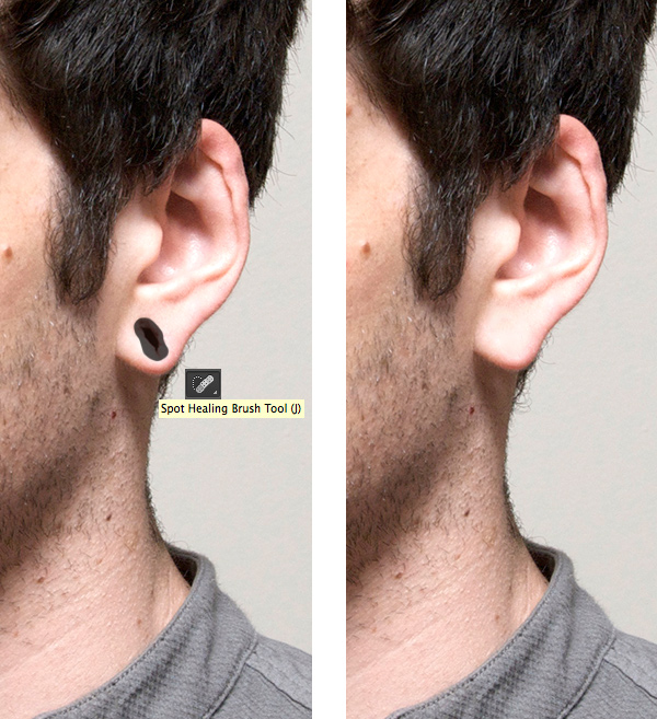 edit the ear with the Spot Healing Brush Tool