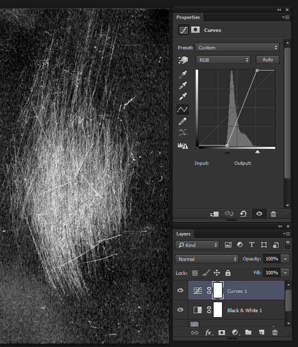 Increase contrast with Curves