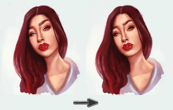 Before and After Using the Liquify Tool to Improve Digital Paintings