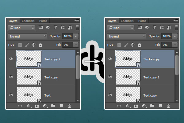 Duplicate the Text and Stroke Layers