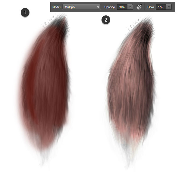 Create a layer of lighter brown set to color dodge