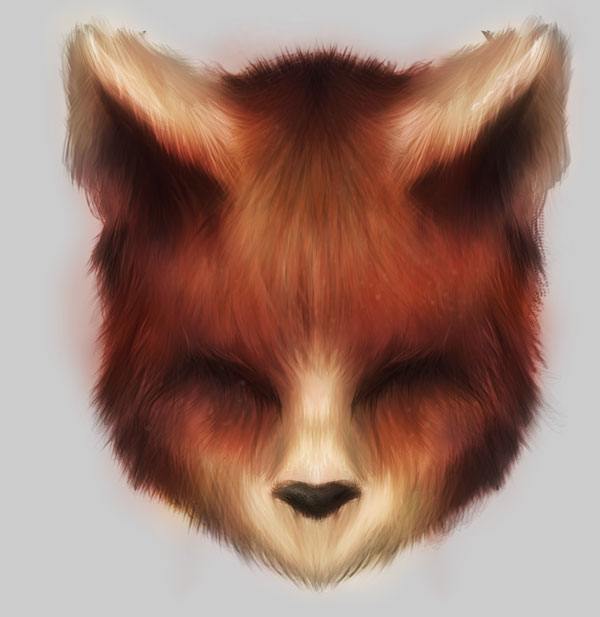 Final fox face using the custom brush set made previously