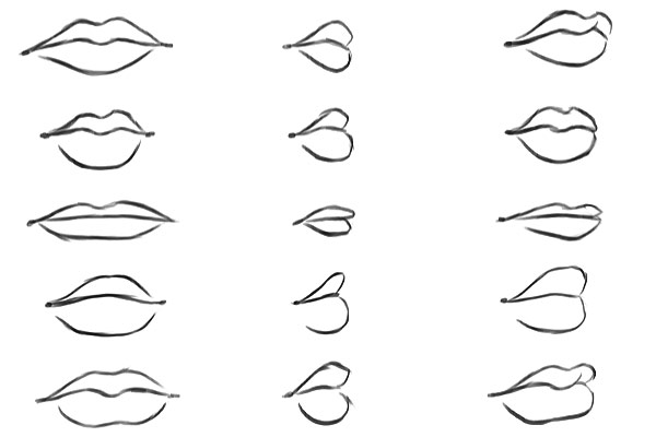 Lips in various angles